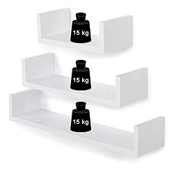 SONGMICS Etagères murales Lot de 3 Etagères flottantes Cubes Epaisseur de 1,8 cm, Charge maximale: 15 kg, Blanc LWS66W