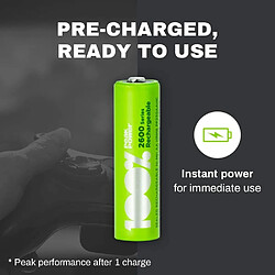 Piles Rechargeables AA - Lot de 4 Piles | 100% PEAKPOWER | Batteries AA LR6 Rechargeables 1.2v Minh 2300 mAh | Pré-Chargées pas cher