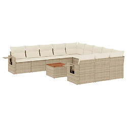 Maison Chic Salon de jardin avec coussins 12 pcs, Ensemble Tables et chaises de jardin, beige résine tressée -GKD797125