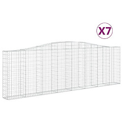 vidaXL Paniers à gabions arqués 7 pcs 400x30x120/140 cm Fer galvanisé