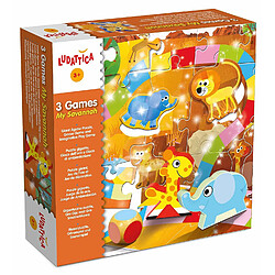 Lisciani - 46966 - Puzzle Classique - Ludattica - 3 Jeu en 1 - La Savane - 24 Pièces