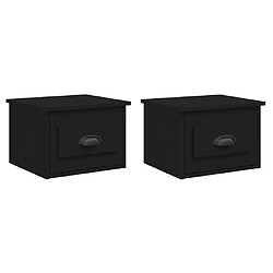 Maison Chic Lot de 2 Tables de chevet,Table de nuit,Table d'appoint pour salon murales noir 41,5x36x28 cm -MN76629