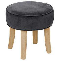 Tabouret rond en pin et polyester coloris gris foncé - Dim : L.35 x l.35 x H.35 cm -PEGANE- 