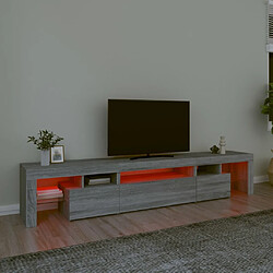 Maison Chic Meubles TV avec lumières LED - Banc TV pour salon Sonoma gris 215x36,5x40 cm -MN99566 pas cher