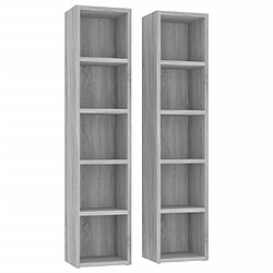 vidaXL Armoires à CD 2 pcs Sonoma gris 21x16x93,5 cm Bois d'ingénierie