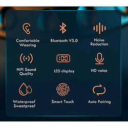 GUPBOO Écouteurs F9 Bluetooth 5.0 TWS avec étui de charge 2200 mAh pas cher