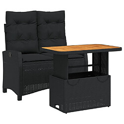 Maison Chic Ensemble à manger d'extérieur 2 pcs avec coussins,Salon de jardin,Mobilier de jardin noir résine tressée -GKD928805