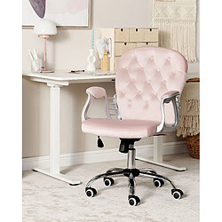 Beliani Chaise de bureau Velours Rose PRINCESS