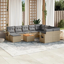 vidaXL Salon de jardin et coussins 11 pcs mélange beige résine tressée 