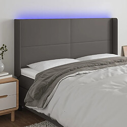 Maison Chic Tête de lit scandinave à LED,meuble de chambre Gris 183x16x118/128 cm Similicuir -MN66645