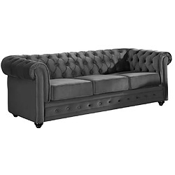 Acheter Vente-Unique Canapés 3 places et 2 places en velours anthracite CHESTERFIELD