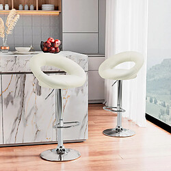 Superstool Tabouret haut bar cuisine fixe pivotant réglable en hauteur avec repose-pieds Chicago, Couleur: Blanc