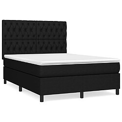 vidaXL Sommier à lattes de lit avec matelas Noir 140x200 cm Tissu