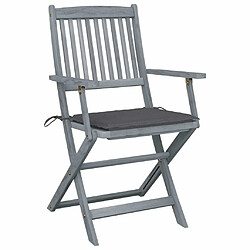 Avis Maison Chic Lot de 2 Chaises pliables d'extérieur avec coussins | Chaises de jardin | Fauteuil Relax Bois d'acacia -GKD20837