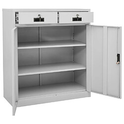 vidaXL Armoire de bureau avec jardinière Gris clair 90x40x125 cm Acier pas cher