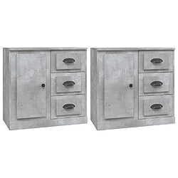 vidaXL Buffets 2 pcs gris béton bois d'ingénierie