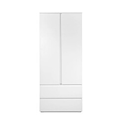 Mes Armoire 2 portes 2 tiroirs 80x55x191 cm blanc - MITZ