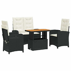 Maison Chic Ensemble à manger d'extérieur 4 pcs avec coussins,Salon de jardin noir -GKD452252