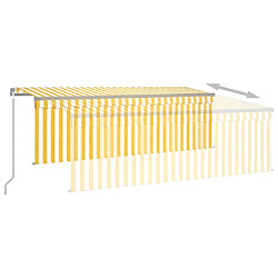 Acheter Maison Chic Auvent manuel rétractable avec store | store extérieurs de porte | Marquise Brise-soleil et LED 4,5x3 m Jaune blanc -GKD29420