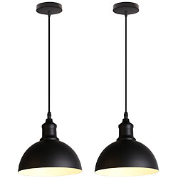 Stoex 2PCS Suspension Luminaire Rétro Suspension Lustre Vintage Plafonnier Moderne Abat-Jour en Métal Noir Pour Hall Hôtel E27