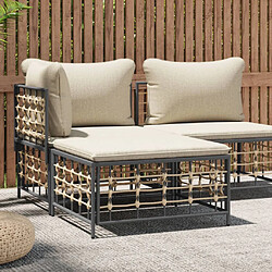 vidaXL Tabouret de jardin avec coussin beige résine tressée 