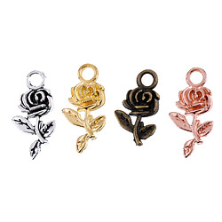 Acheter 80pcs Style Rétro Rose Forme Perles Charms Collier Pendentif 4 Couleurs 20x10mm