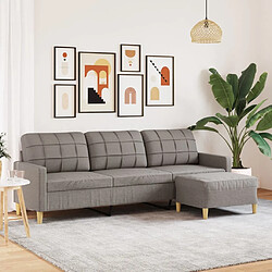 vidaXL Canapé à 3 places avec repose-pieds Taupe 210 cm Tissu 