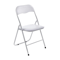 Decoshop26 Chaise de cuisine pliable blanc pied en métal blanc MED10012 