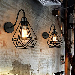 Avis Stoex Applique Murale Forme Diamant Fer Forgé, Lustre abat-jour Cage Métal Lampe Rétro Industrielle E27 Noir