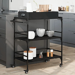 Maison Chic Desserte de cuisine | Chariot de cuisine | Meuble de rangement roulant noir 81,5x41x92,5 cm bois d'ingénierie -GKD12205