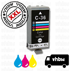 Vhbw Cartouche 4 en 1 (noir + 3 couleurs), 12.5mL pour Canon Pixma ip100, ip100v, ip110, remplace CANON CLI-36 / CLI-36C 4 