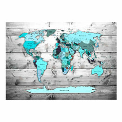 Paris Prix Papier Peint World Map : Blue Continents 105 x 150 cm