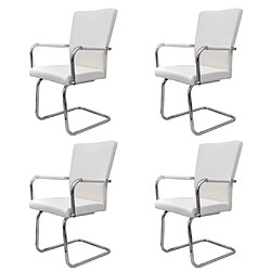 vidaXL Chaises à manger cantilever lot de 4 blanc similicuir 