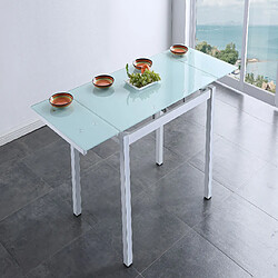 Pegane Table à manger extensible rectangulaire coloris blanc - Longueur 110 - 170 x Profondeur 70 x Hauteur 75 cm