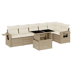 vidaXL Salon de jardin avec coussins 7 pcs beige résine tressée