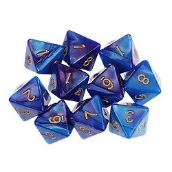 10pcs 8 sided dés d8 dés poliédrique pour les jeux de table des donjons et des dragons bleu violet Dat