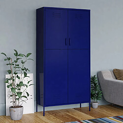 vidaXL Garde-robe Bleu marine 90x50x180 cm Acier