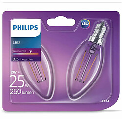 Philips Ampoule bougie LED 2 pcs Classique 2 W 250 Lumens 929001238371