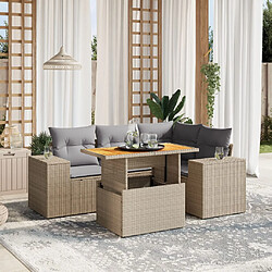 vidaXL Salon de jardin avec coussins 5 pcs beige résine tressée 