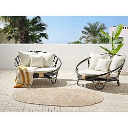 Beliani Set de 2 Chaise longue de jardin Rotin Noir ROSSANO