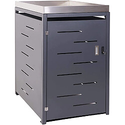 Decoshop26 Abri de poubelles extérieur conteneurs à ordures jusqu'à 2 bacs avec bac à pantes en acier inoxydable métal combinaison 125x75x102 cm 04_0005592