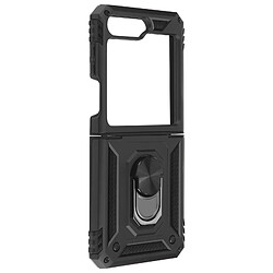 Avizar Coque pour Samsung Galaxy Z Flip 5 Hybride Bague Magnétique Série ArmoRing Noir