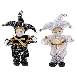 poupée en porcelaine 2pcs Poupée en Porcelaine Figurine Jouet pour Enfant (Blanc + Noir)