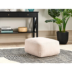 Beliani Pouf en velours côtelé beige 50 x 50 x 30 cm MUKKI