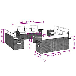 vidaXL Salon de jardin avec coussins 13 pcs gris résine tressée pas cher