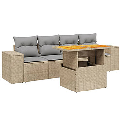 vidaXL Salon de jardin avec coussins 5 pcs beige résine tressée