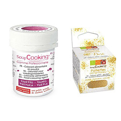 Scrapcooking Colorant alimentaire en poudre pourpre + paillettes dorées