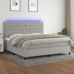 vidaXL Sommier à lattes de lit et matelas et LED Gris clair 200x200 cm