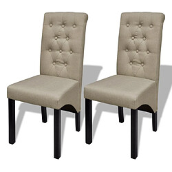 Decoshop26 Lot de 2 chaises de salle à manger cuisine dossier capitonné en tissu beige CDS020154 