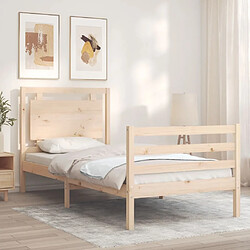 Avis Maison Chic Cadre/structure de lit avec tête de lit pour adulte - Lit Moderne Chambre simple bois massif -MN34305